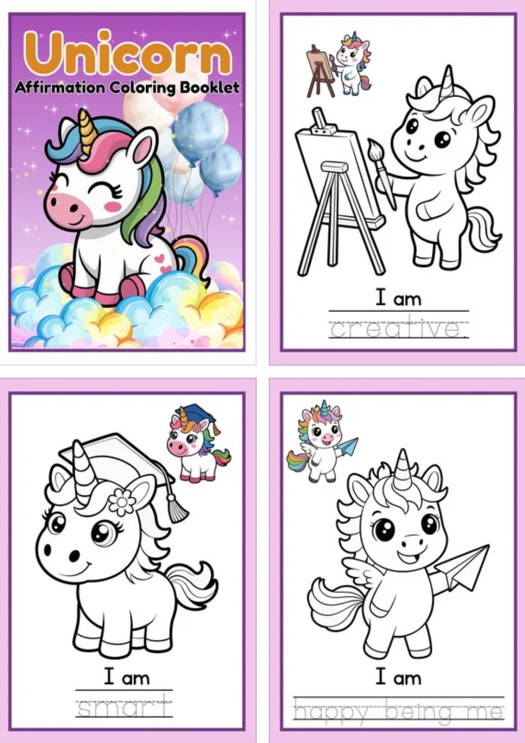 Magical Unicorn Affirmations – Printable Coloring Sheets