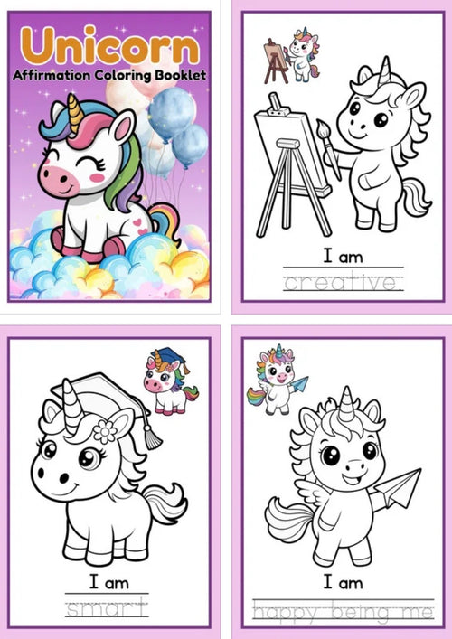Magical Unicorn Affirmations – Printable Coloring Sheets