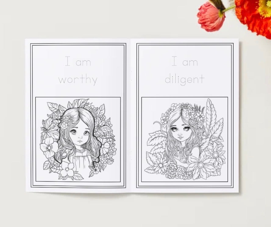 Inspirational Digital Art – Fairy Affirmation Coloring Sheets