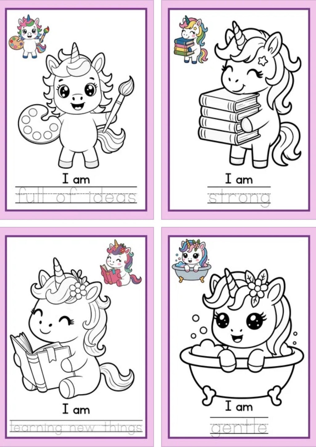 Magical Unicorn Affirmations – Printable Coloring Sheets