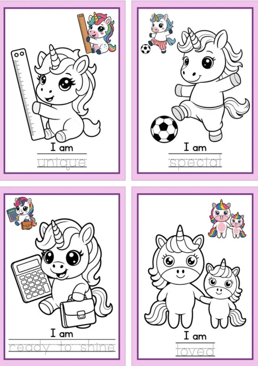 Magical Unicorn Affirmations – Printable Coloring Sheets