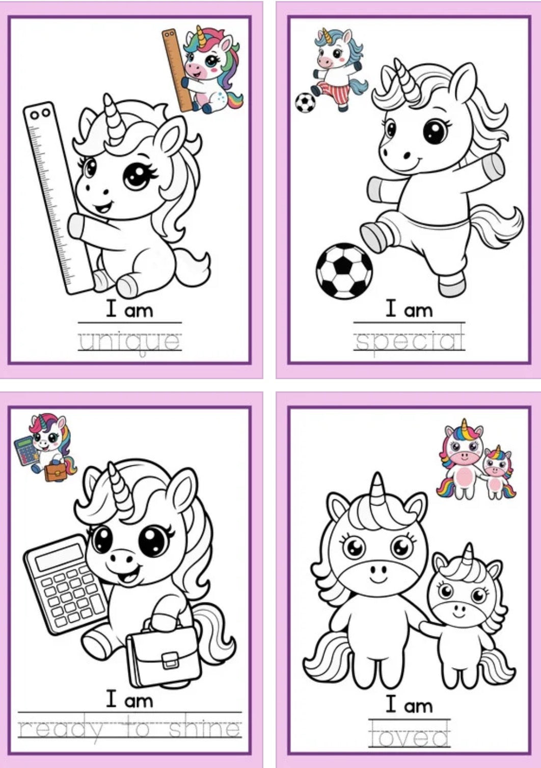 Magical Unicorn Affirmations – Printable Coloring Sheets