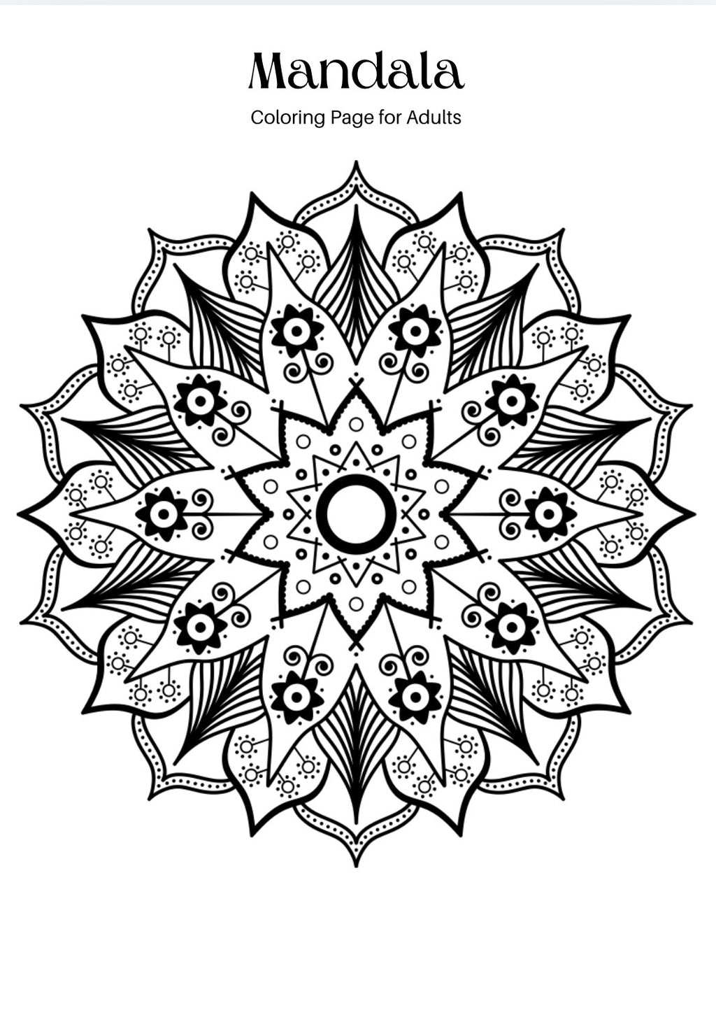 Digital Mandala Coloring Worksheets for Adults